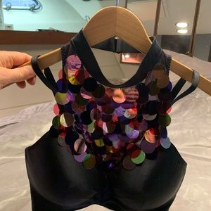 Agent Provocateur Black Bra with Iridescent Sequin Bib